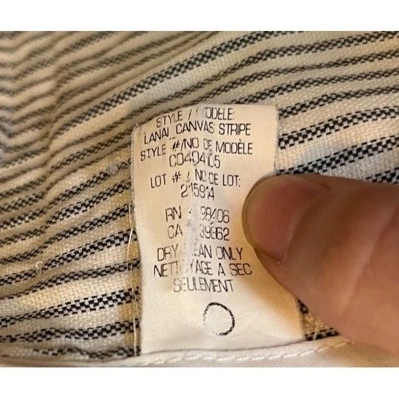 Theory White Navy Pinstripe Lanai Canvas Open Front Blazer Size 10 - Picture 6 of 8